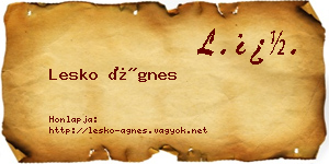 Lesko Ágnes névjegykártya